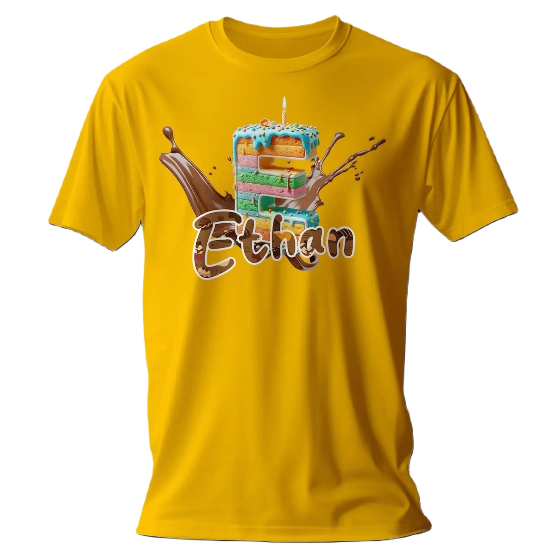 T shirt personnaliser pour garçon - Splash de chocolat avec prénom et initiale - MiniLook