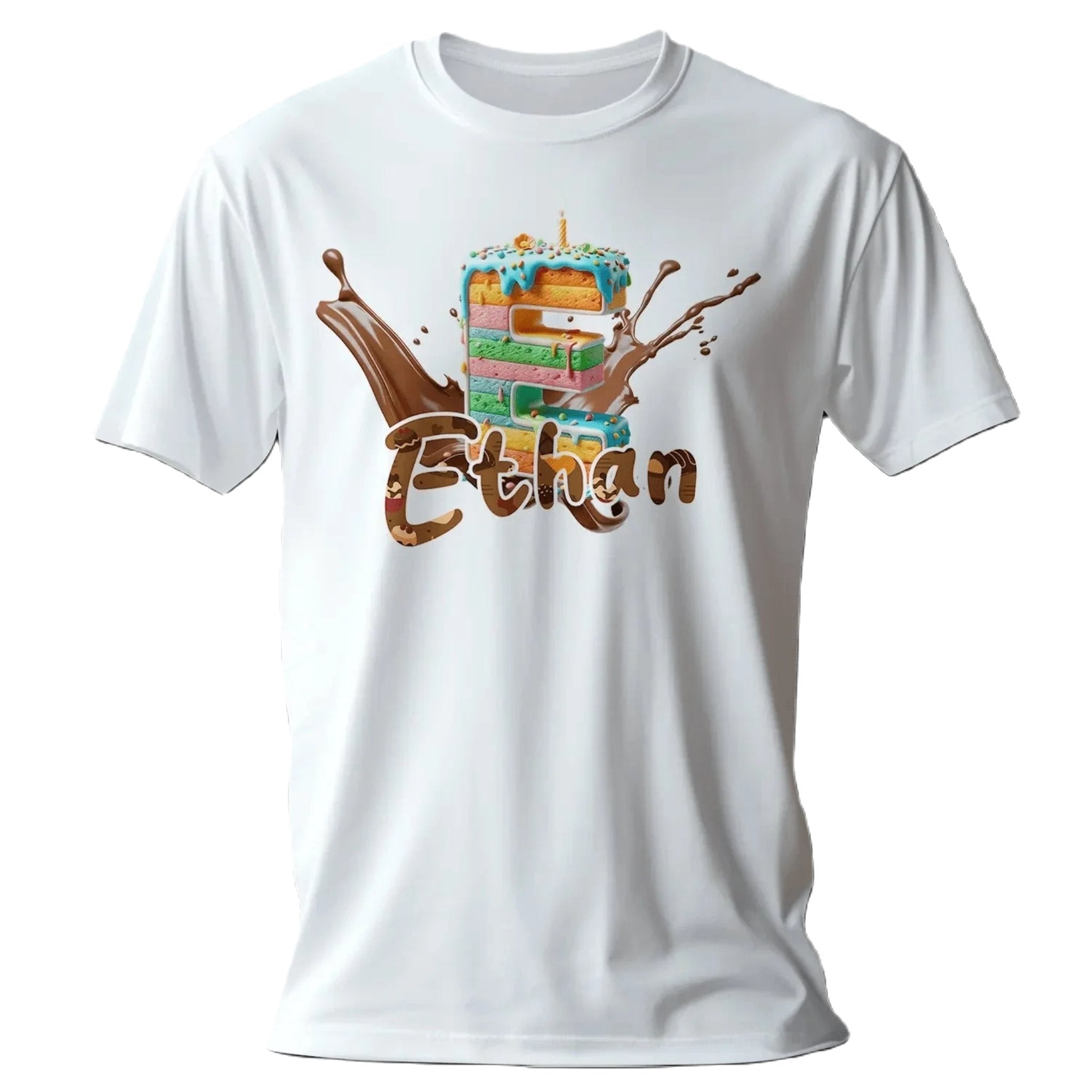 T shirt personnaliser pour garçon - Splash de chocolat avec prénom et initiale - MiniLook