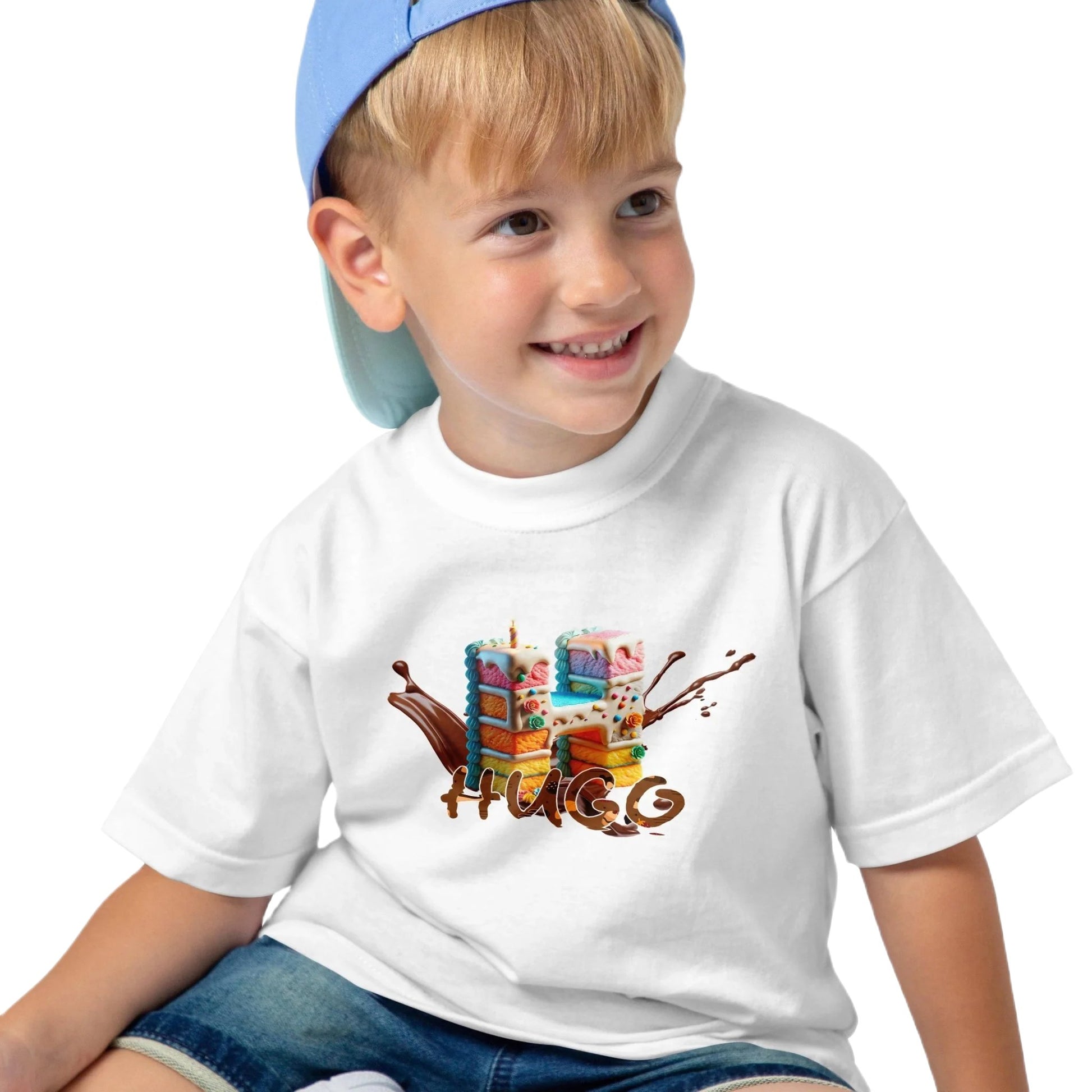 T shirt personnaliser pour garçon - Splash de chocolat avec prénom et initiale - MiniLook