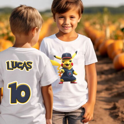 T-shirt Pikachu PSG : Personnalisez le Nom et Numéro au Dos
